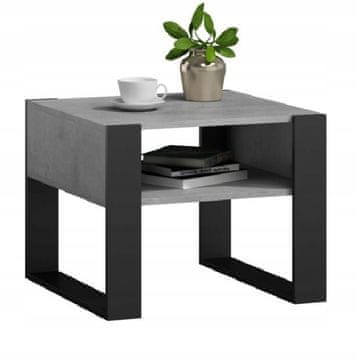 shumee Kaja kvadratna klubska mizica 60x60 beton/črna za dnevno sobo Klubska mizica MK