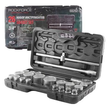 ROCKFORCE Komplet nasadnih ključev 3/4' 1"" kovček za 6 točk