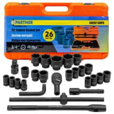 Partner Udarni nasadni ključi 3/4'' 17-65mm 6-točkovni 26-delni kovček