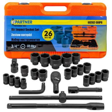 Partner Udarni nasadni ključi 3/4'' 17-65mm 6-točkovni 26-delni kovček
