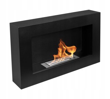 shumee Stenski biokamin 65x40x12 cm Box Black strukturno mat