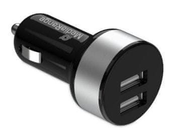 MediaRange Polnilec za avto usb črn mrma103-2