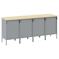 Vidaxl Delovna omara s predalom 4 pcs Rdeča in siva 200 x 55 x 85 cm