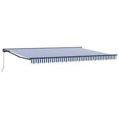 Vidaxl Ročna tenda 4,5 x 3,5 m Modra in bela črta 100% poliester