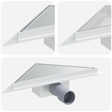 Vidaxl 2 v 1 trikotna odtočna cev srebrna 32 x 32 x 7,5 cm