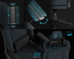 Genesis NITRO 800 gaming / pisarniški stol, ergonomski, nastavljiva višina / naklon, zibanje, 4D nasloni za roke, tkanina, do 150kg, črno siv