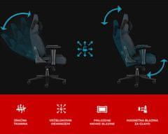 Genesis NITRO 800 gaming / pisarniški stol, ergonomski, nastavljiva višina / naklon, zibanje, 4D nasloni za roke, tkanina, do 150kg, črno siv