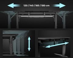 Genesis HOLM MODULAR 120 pisarniška / gaming miza, modularna, robustna konstrukcija, nastavljiva višina, RGB LED osvetlitev, napeljava kablov, črna