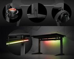 Genesis HOLM MODULAR 120 pisarniška / gaming miza, modularna, robustna konstrukcija, nastavljiva višina, RGB LED osvetlitev, napeljava kablov, črna