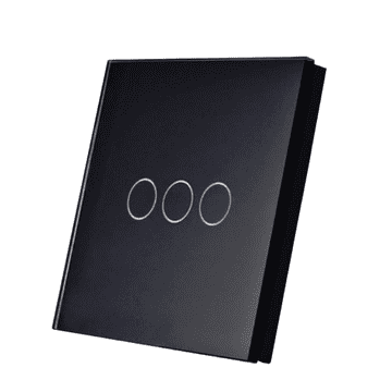 SmartWise Stensko stikalo SmartWise s stekleno sprednjo ploščo na dotik, črno, 3-gumbno