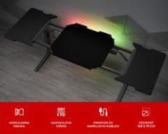 Genesis HOLM MODULAR 160 pisarniška / gaming miza, modularna, robustna konstrukcija, nastavljiva višina, RGB LED osvetlitev, črna