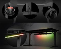 Genesis HOLM MODULAR 160 pisarniška / gaming miza, modularna, robustna konstrukcija, nastavljiva višina, RGB LED osvetlitev, črna
