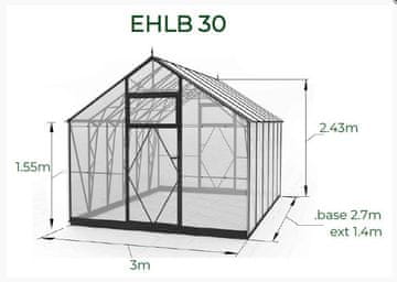 EcoSlider Stekleni rastlinjak STEKLENJAK EcoSlider 3,0m širine – 4 mm varnostno steklo