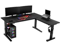 Genesis HOLM MODULAR 160 CORNER pisarniška / gaming miza, modularna, robustna konstrukcija, nastavljiva višina, RGB LED osvetlitev, črna