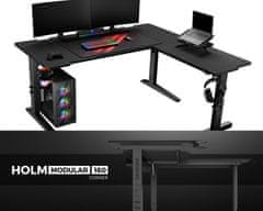 Genesis HOLM MODULAR 160 CORNER pisarniška / gaming miza, modularna, robustna konstrukcija, nastavljiva višina, RGB LED osvetlitev, črna