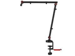 Genesis THULIUM 500 stojalo / roka za mikrofon, univerzalna oblika, priloženi adapterji, 3-točkovna nastavitev, držalo za slušalke, držala za kable, kovina, črno-rdeče
