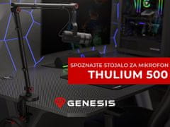 Genesis THULIUM 500 stojalo / roka za mikrofon, univerzalna oblika, priloženi adapterji, 3-točkovna nastavitev, držalo za slušalke, držala za kable, kovina, črno-rdeče