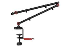 Genesis THULIUM 500 stojalo / roka za mikrofon, univerzalna oblika, priloženi adapterji, 3-točkovna nastavitev, držalo za slušalke, držala za kable, kovina, črno-rdeče