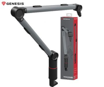 Genesis THULIUM 700 stojalo / roka za mikrofon, univerzalna oblika, priloženi adapterji, 3-točkovna nastavitev, držala za kable, kovina, črno-sivo