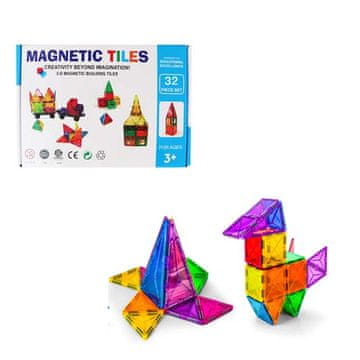 Magnetic Tiles Magnetni sestav za otroke set 32 kosov - Magnetic Tiles
