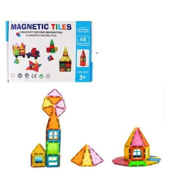 Magnetic Tiles Magnetni sestav za otroke set 48 kosov - Magnetic Tiles