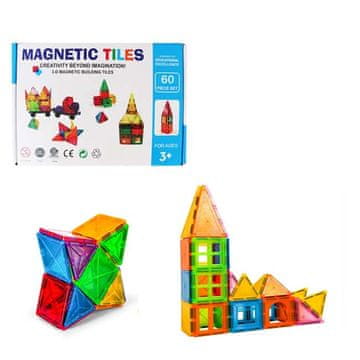 Magnetic Tiles Magnetni sestav za otroke set 60 kosov - Magnetic Tiles