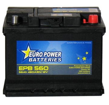 EURO POWER BATTERIES AKUMULATOR AH56 D+ 480A EURO POWER BATTERIES 242X175X190 533393 - 56AH EPB560