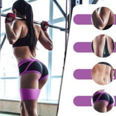 TOJATO Komplet 3 elastičnih trakov za vadbo iz blaga, vijoličen, roza, zelen