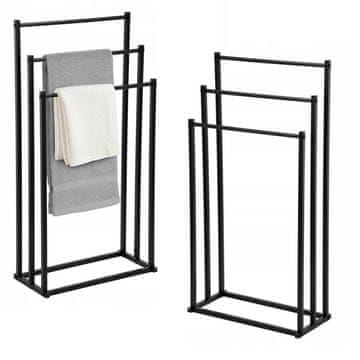 shumee Stojalo za brisače, kopalniško, kovinsko, industrijsko, črne barve