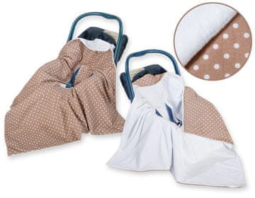 shumee Velika otroška prevleka za nosilni sedež vozička, dvostranska - bele pike na rjavi