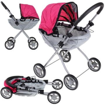 shumee Otroški voziček za punčke, globoka kovina, lahka zložljiva streho, gondola, penasta kolesa