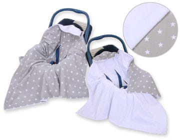 shumee Velika otroška pregrinjala za nosilni sedež vozička, dvostranska - sive in bele zvezdice