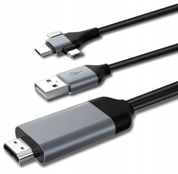 shumee KABEL micro USB C Lightining - HDMI 2M MHL adapter