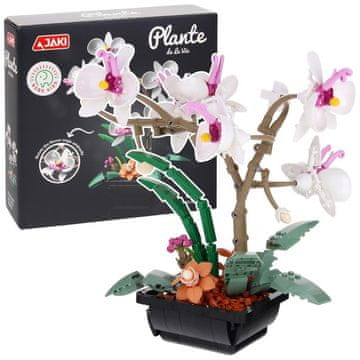 shumee Gradbeni bloki Cvet orhideje v lončku bele barve za sestavljanje 581 kosov.