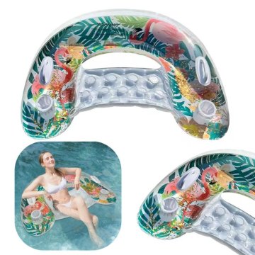 shumee Fotelj, Napihljiva vzmetnica, Ležalnik, Plavalni stol, Ročaji + Držalo za pijačo, Flamingo