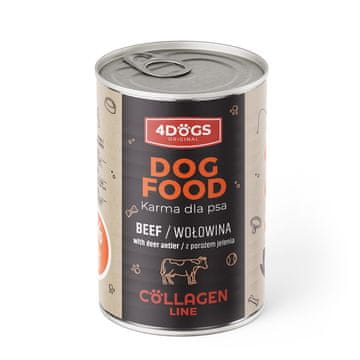 4DOGS Hrana za pse Collagen Line - z rogovjem in govedino 400 g