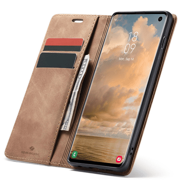 shumee Denarnica SC za Galaxy S10 svetlo rjave barve