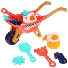 shumee Otroški peskovnik, komplet peskovnika, samokolnica, kalupi za zalivanje - oranžni