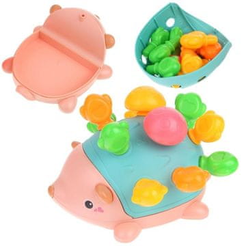 shumee Montessori izobraževalni senzorični ježek s snemljivimi konicami, sortirni bloki - modri