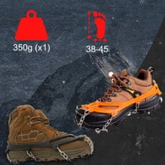 shumee Dereze za čevlje proti zdrsu, črne, 8 konic, 38-45