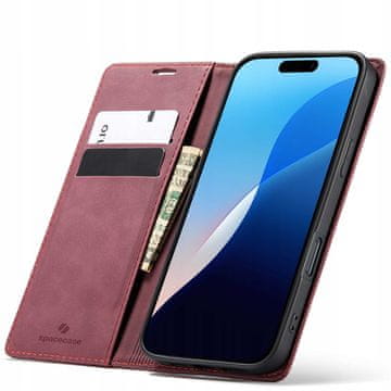shumee Denarnica SC za iPhone 16 Pro Max rdeča