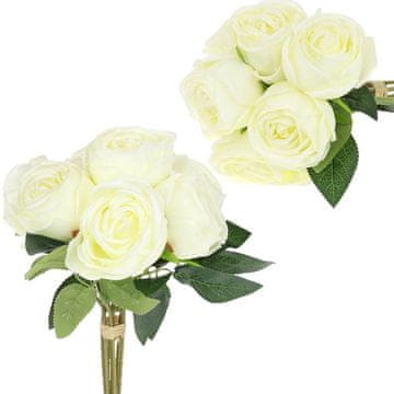shumee Umetno cvetje Vrtnice 7 kosov Že pripravljen šopek vrtnic Cvetlični aranžma za vazo - Bela