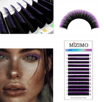 shumee Posamezne barvne trepalnice 8-15 mm, D-kodrane, 12 trakov, ČRNO-VIJOLIČNE