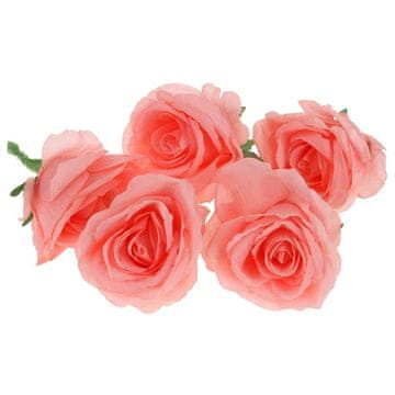 shumee Umetne rože vrtnice za dekoracijo aranžmaja 5 kosov - losos
