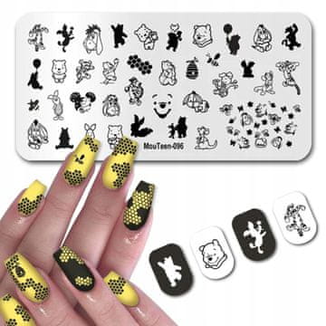 shumee Žigosanje plošče za nohte z vzorci plošč za poslikavo nohtov WINNIE THE POOH FAIRY TALLE