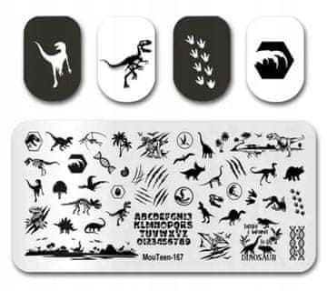 shumee Ploščica za žigosanje nohtov za nohtno umetnost z vzorci dinozavrov