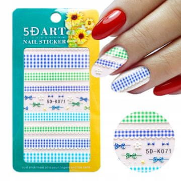 shumee 5D nalepke za nohte s karirastimi vzorci