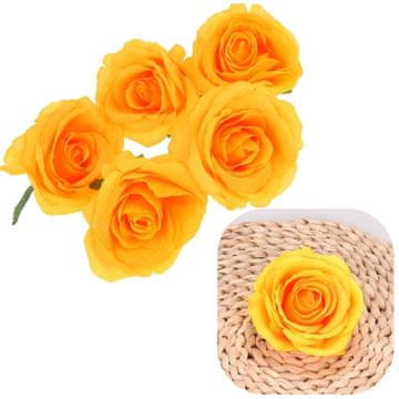 shumee Umetne rože vrtnice za dekoracijo aranžmaja 5 kosov - oranžne