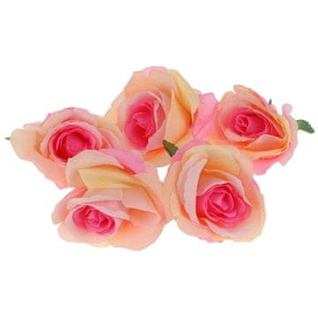 shumee Umetne rože vrtnice za dekoracijo aranžmaja 5 kosov - oranžno-roza