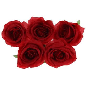 shumee Umetne rože vrtnice za dekoracijo aranžmaja 5 kosov - rdeče